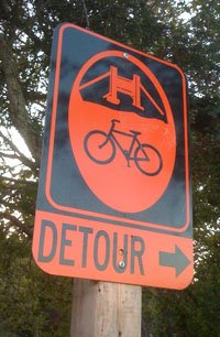 San Francisco bike route detour sign