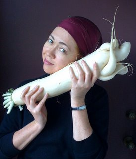 Arlene with enormous daikon radish