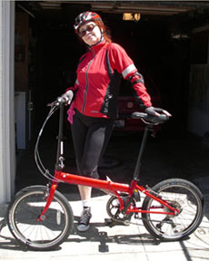 Arlene with folding bike unfolded
