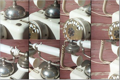 eight little photos of an antique European telephone