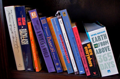 photographs of my books on a shelf