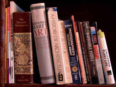 photographs of my books on a shelf